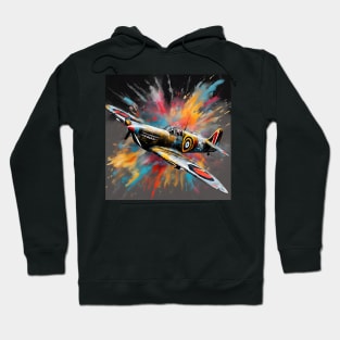 Spitfire Fighter Aircraft WWII Ink Explosion Hoodie